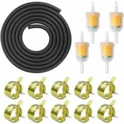 MACARON Kit Ligne De Carburant, Tuyau De Conduite De Carburant De Longueur 3M Diamètre Intérieur De 5mm Avec Filtre à Essence 4 Pièces 8 Mm Et Pinces De Tuyau 10 Pièces,LO-Ron