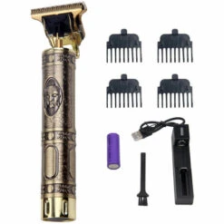 LIFCAUSAL Tondeuse à Cheveux électrique Rétro Rechargeable Coupe-cheveux Sans Fil à Usage Domestique Ensemble De Coupe De Cheveux Lavable Avec 4 Peignes De Positionnement, Type 1, Avec Batterie
