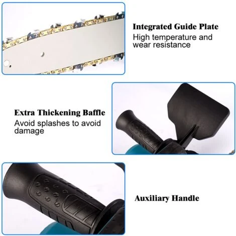 ONEVAN Tronçonneuse à Batterie 10” 18V - Scie à Chaîne Tronçonneuse électrique Sans Fil - Brushless Moteur - Convient Pour Makita 18V Batterie - Avec 2*batterie – Image 3