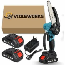 JMAX Tronçonneuse à Batterie Sans Fil De 6 Pouces Et 2*batteries 88VF Portable Scie Électrique Jardin Logging