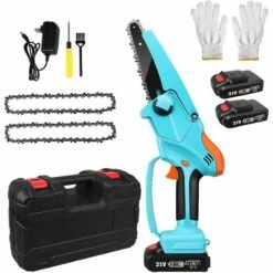 JOORRT Mini Tronconneuse A Batterie Tronconneuse Electrique Sans Fil De 6 Pouces Avec Batterie Rechargeable 24 V Portable à Une Main Pour Le Jardinage La Coupe Du Bois L'élagage