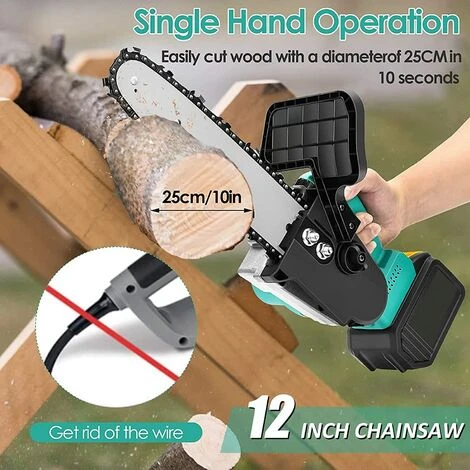 JOORRT Tronconneuse A Batterie 12 Pouces 21V 5Ah Tronçonneuse Electrique Sans Fil Tronçonneuse Portative à Une Main Avec 2 Batterie Et Chargeur Pour Le Jardinage Coupes à Bois Elagueurs – Image 3