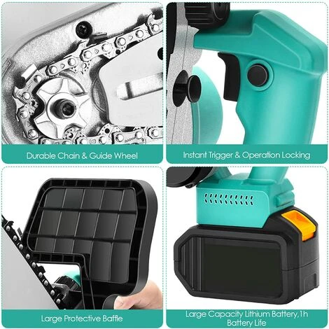 JOORRT Tronconneuse A Batterie 12 Pouces 21V 5Ah Tronçonneuse Electrique Sans Fil Tronçonneuse Portative à Une Main Avec 2 Batterie Et Chargeur Pour Le Jardinage Coupes à Bois Elagueurs – Image 5