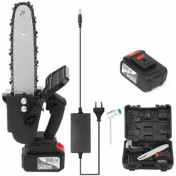 SUPERSELLER Scie à Chaîne Sans Fil Sans Balais 21 V Avec Chargeur Rapide De Batterie 2 X 4 Ah Inclus Kit De Scie D'élagage électrique Portable 25,4 Cm Avec Boîte De Transport Pour Abattage D'arbres Et Coupe De Bois De Chauffage