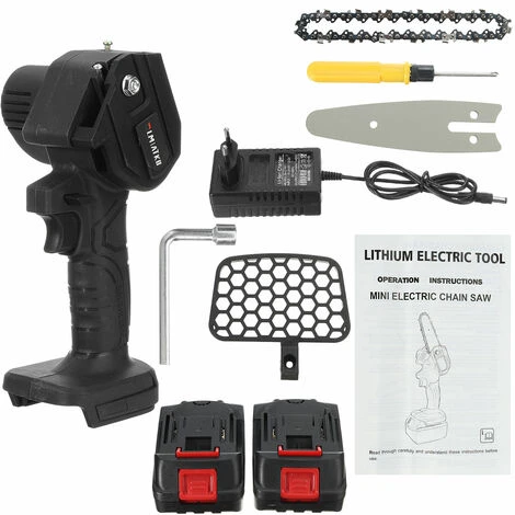AUGIENB Scie à Chaine Tron?onneuse à Batterie à Batterie élagueuse Sans Fil BLMIATKO 4" 18V Scie à Chaine Scie à Buche électrique 2 Batteries – Image 2