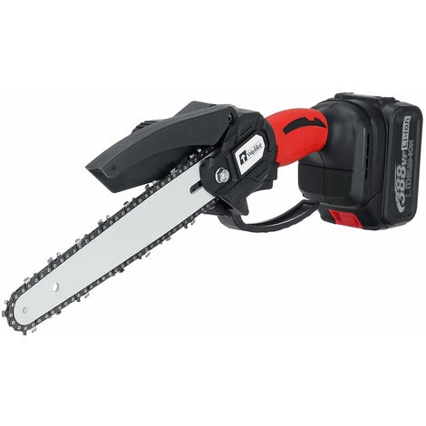 AUGIENB Scie à Chaine Tron?onneuse à Batterie à Batterie élagueuse Sans Fil Wolike 8" 18V 10000RPM Scie à Chaine Scie à Buche électrique 2 Batteries Rouge – Image 4