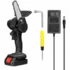 LIFCAUSAL Scies à élaguer électriques à Batterie Au Lithium Rechargeable 21V 4 Pouces Petit Moteur De Brosse De Tronçonneuse à Fendre Le Bois Outil électrique à Une Main Pour Le Travail Du Bois (noir Avec 1 Batterie)