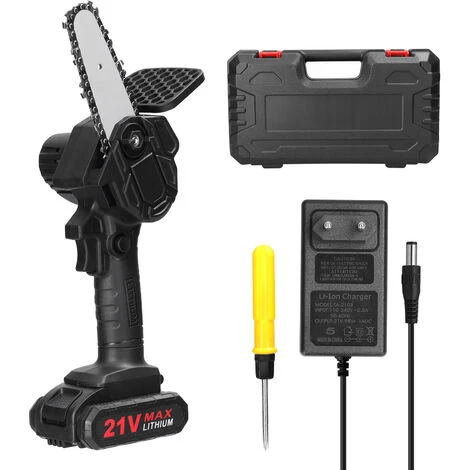 ASUPERMALL 21V 500W 4 Pouces Batterie Au Lithium Rechargeable Scies à élaguer électriques Petit Moteur De Brosse De Tronçonneuse à Fendre Le Bois Outil électrique à Une Main Pour Le Travail Du Bois Jardin Verger, 1 Pile – Image 3