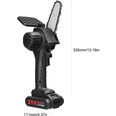 ASUPERMALL 21V 500W 4 Pouces Batterie Au Lithium Rechargeable Scies à élaguer électriques Petit Moteur De Brosse De Tronçonneuse à Fendre Le Bois Outil électrique à Une Main Pour Le Travail Du Bois Jardin Verger, 1 Pile – Image 4