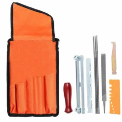 LIFCAUSAL 10 PCS Chainsaw Sharpener File Kit Outil à Main Pour Affûter La Scie à Chaîne électrique Comprend Une Lime Ronde 5/32 3/16 7/32 Pouces, Une Lime Plate, Un Manche En Bois, Un Guide De Classement, Une Jauge De Profondeur, Une Jauge De Vérification Rapide, U