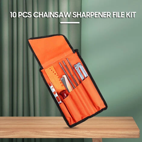 LIFCAUSAL 10 PCS Chainsaw Sharpener File Kit Outil à Main Pour Affûter La Scie à Chaîne électrique Comprend Une Lime Ronde 5/32 3/16 7/32 Pouces, Une Lime Plate, Un Manche En Bois, Un Guide De Classement, Une Jauge De Profondeur, Une Jauge De Vérification Rapide, U – Image 2