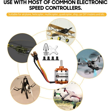 LIFCAUSAL Moteur Brushless Outrunner Haute Performance Pour Bricolage Modèle Avion RC Voiture Mini Multicopter Hélicoptère Quadrirotor (D2836-6 1500KV) – Image 4