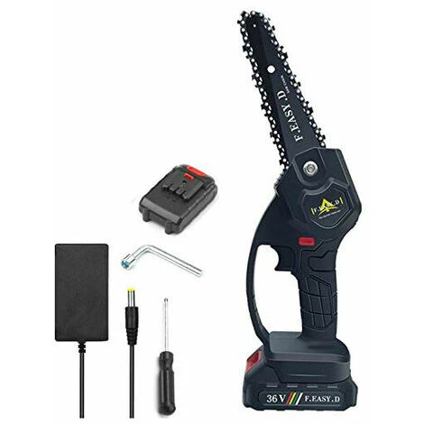 DECKON Mini Scie à Chaîne électrique 36V 12.7CM, Mini Tronçonneuse à Main électrique Avec 1 Batteries, 1 Charge