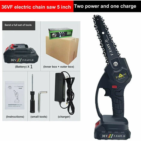 DECKON Mini Scie à Chaîne électrique 36V 12.7CM, Mini Tronçonneuse à Main électrique Avec 1 Batteries, 1 Charge – Image 2