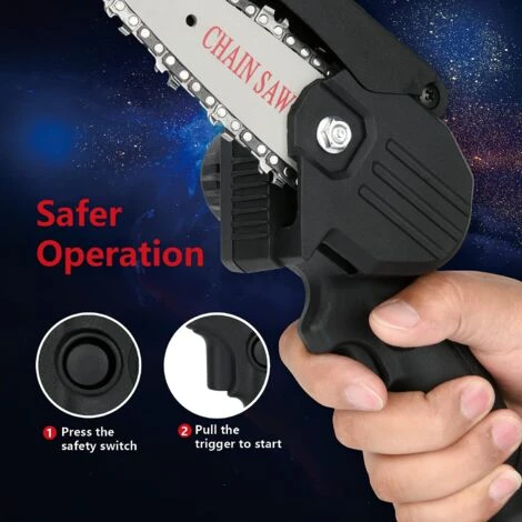 Mini Tronçonneuse A Batterie, CURCONSA Mini Tronçonneuse De 4 Pouces, Petite Tronconneuse Electrique Avec Batterie 2Ah, Chargeur Pour Coupe De Bois, Agriculture, Jardin Et Cour â Image 4