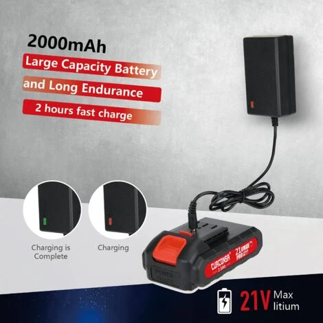 Mini Tronçonneuse A Batterie, CURCONSA Mini Tronçonneuse De 4 Pouces, Petite Tronconneuse Electrique Avec Batterie 2Ah, Chargeur Pour Coupe De Bois, Agriculture, Jardin Et Cour â Image 5