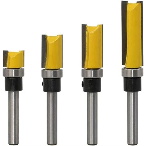 OSQI Ensemble De Mèches De Toupie De Modèle De Modèle De Garniture Affleurante De 1/2"de Diamètre Ensemble De Coupe De Fraisage De Palier En Bois Avec Embout De Garniture Affleurante De Tige De 1/4 Pouce