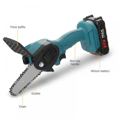 YOOUYIDA Tronçonneuse Portative à Une Main Avec Batterie Et Chargeur Mini Tronçonneuse à Batterie, 4 Pouces Tronçonneuse Électrique Sans Fil, Mini Scie à Chaîne Électrique Rechargeable