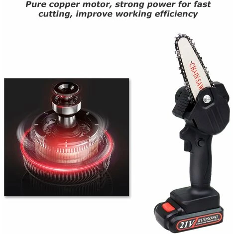 LIFCAUSAL Mini Tronçonneuse Sans Fil Petite Tronçonneuse à Bois élagage Tronçonneuse 500W Scie électrique Portable Rechargeable Pour La Coupe De Bois De Branche D'arbre – Image 4