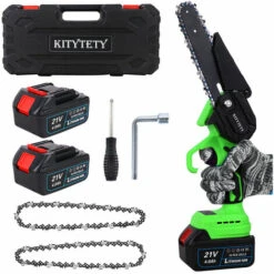 MAGICFOX Tronçonneuse Sans Fil De 6 Pouces Avec Boîte De Rangement, 2 Chaînes Et 2 Batteries, Pour Jardinage,Elagueurs, Coupes à Bois