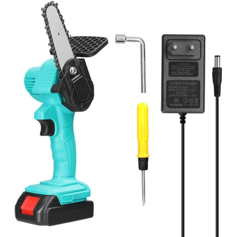 LIFCAUSAL 21V 4 Pouces Batterie Au Lithium Rechargeable Scies à élaguer électriques Petit Moteur De Brosse De Tronçonneuse à Fendre Le Bois Outil électrique à Une Main Pour Le Travail Du Bois Pour Jardin Verger Une Charge, Une Charge, Vert