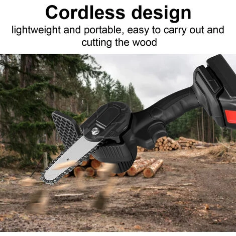 LIFCAUSAL 21V 4 Pouces Batterie Au Lithium Rechargeable Scies à élaguer électriques Petit Moteur De Brosse De Tronçonneuse à Fendre Le Bois Outil électrique à Une Main Pour Le Travail Du Bois Pour Jardin Verger Une Charge, Une Charge, Vert – Image 3