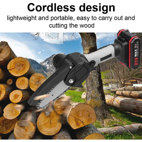 LIFCAUSAL Scies D'élagage électriques Portables 21V 4 Pouces Petit Moteur De Brosse De Tronçonneuse à Fendre Le Bois Outil De Travail Du Bois à Une Main Pour Jardin Verger Modèles Noirs Et Gris Avec Une Batterie Et Une Charge – Image 3
