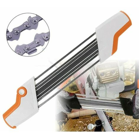 LIFCAUSAL Affûteur De Chaîne De Tronçonneuse 2 En 1 Outils De Meuleuse D'affûtage Facile Pour STIHL, Lime Et Jauge De Profondeur Dans Un Seul Outil Ergonomique (blanc Et Orange) 4,0 Mm – Image 2