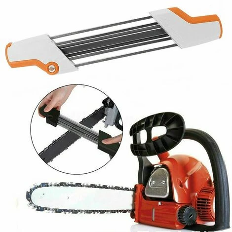 LIFCAUSAL Affûteur De Chaîne De Tronçonneuse 2 En 1 Outils De Meuleuse D'affûtage Facile Pour STIHL, Lime Et Jauge De Profondeur Dans Un Seul Outil Ergonomique (blanc Et Orange) 4,0 Mm – Image 3
