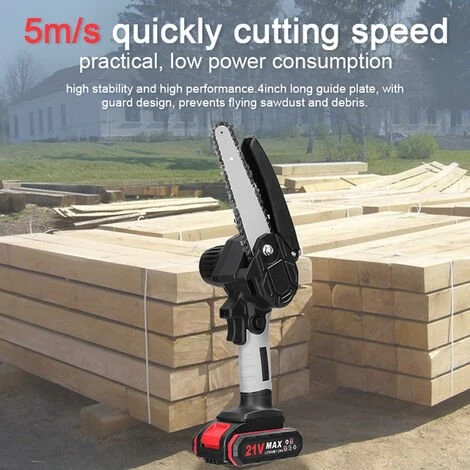 LIFCAUSAL Scies D'élagage électriques Portables 21V 6 Pouces Petit Moteur De Brosse De Tronçonneuse à Fendre Le Bois Outil De Travail Du Bois à Une Main Pour Jardin Verger Modèles Noirs Et Gris Avec Deux Batteries Et Une Charge – Image 5