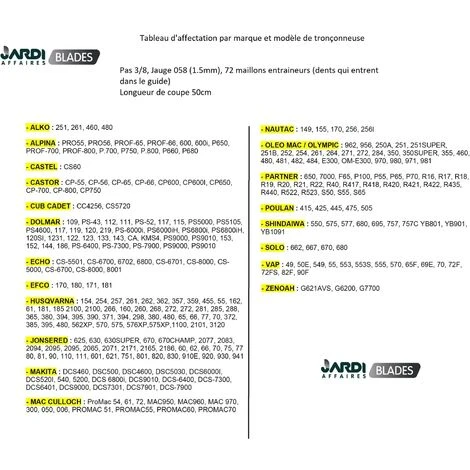 JARDIAFFAIRES Chaine Professionnelle Demi Ronde Oregon 73DPX072E 3/8 1,5mm 72E – Image 2